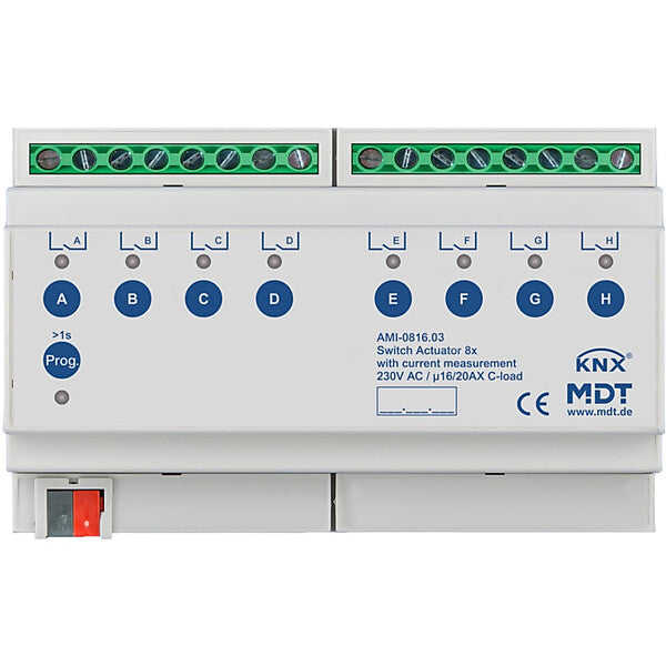 MDT technologies Schaltaktor 8-fach, 8TE REG, 16/20 A, 230 V AMI-0816.03